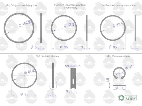 Zestaw naprawczy silnika 55110018 950116 C-360 (komplet) ORYGINAŁ URSUS