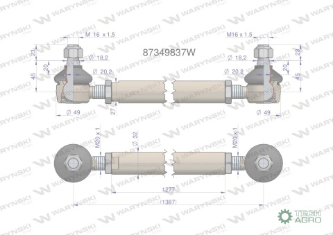 Drążek kierowniczy 87349837 WARYŃSKI