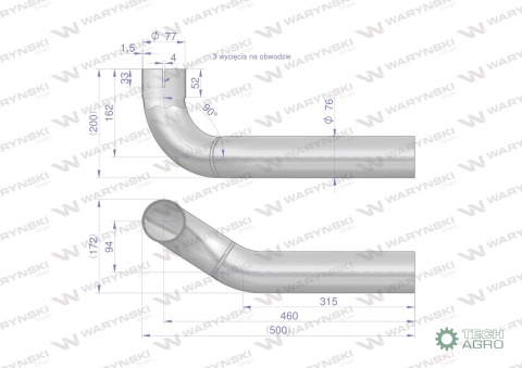 KOLANO RURA ŁĄCZ.INOX TŁUMIKA AL155688 AL164277 JOHN DEERE WARYŃSKI