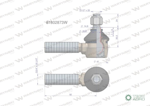 Przegub kierowniczy 3/4' 81802873 WARYŃSKI