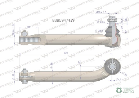 Przegub kierowniczy M18x1.5 83959471 WARYŃSKI