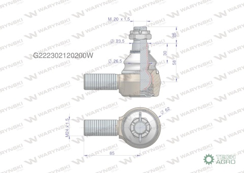 Przegub kierowniczy M24x1.5 G222302120200 WARYŃSKI