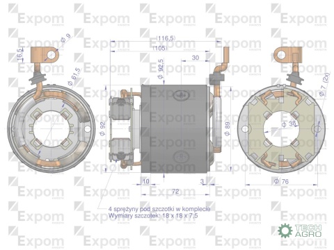 Stojan kompletny z szczotkotrzymaczem rozrusznika typu Magneton 9142722 Blue Line EXPOM KWIDZYN