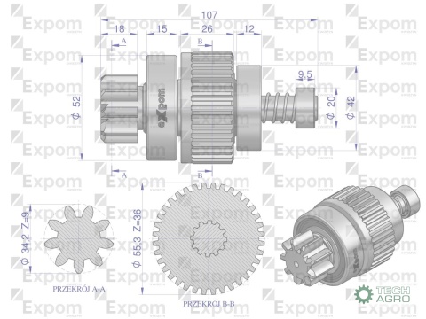 Zespół sprzęgający rozrusznika Renault Fendt typu Magneton 9142801 Blue Line EXPOM KWIDZYN