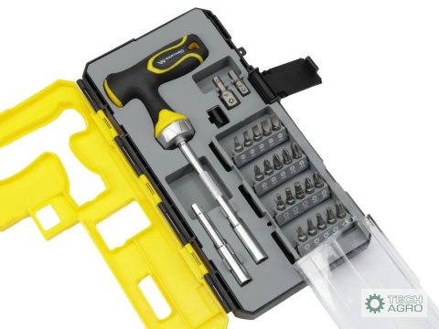 Zestaw końcówek wkrętakowych, bitów, z uchwytem grzechotkowym typu T, Waryński