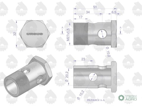 Łącznik hydrauliki M27x1.5 972450 C-385 ORYGINAŁ URSUS Łącznik hydrauliki M27x1.5 972450 C-385 ORYGINAŁ URSUS