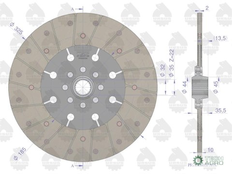 Tarcza sprzęgła fi 325 pias.22 frezy C-385 PREMIUM ORYGINAŁ URSUS Tarcza sprzęgła fi 325 pias.22 frezy C-385 PREMIUM ORYGINAŁ URSUS