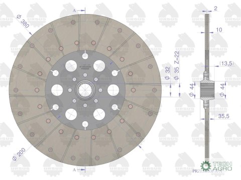 Tarcza sprzęgła fi 380 pias.22 frezy C-385 PREMIUM ORYGINAŁ URSUS Tarcza sprzęgła fi 380 pias.22 frezy C-385 PREMIUM ORYGINAŁ URSUS