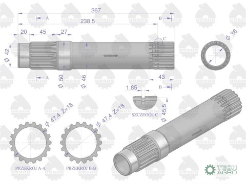WAŁEK NAP.SPRZ.C385 Z-18 U WAŁEK NAP.SPRZ.C385 Z-18 U