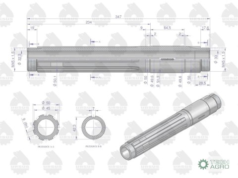 Wałek pośredni skrzyni biegów C-330M ORYGINAŁ URSUS Wałek pośredni skrzyni biegów C-330M ORYGINAŁ URSUS