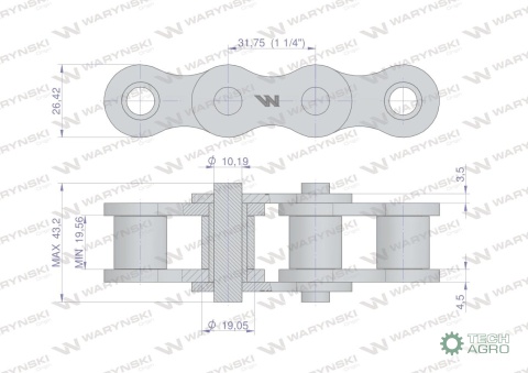Łańcuch 20B-1-3Ps naprawczy zastosowanie Prasa Rolująca Krone 9206070 Waryński ( sprzedawany po 100 )