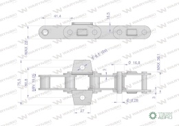 Łańcuch podajnika CA550VD łapka K1 co 4ogniwa 5m Waryński