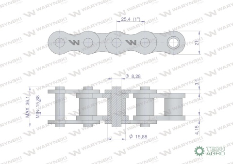 Łańcuch rolkowy 16B-1-104PZ (R1 1) adaptera A2H zastosowanie Rozrzutnik Waryński