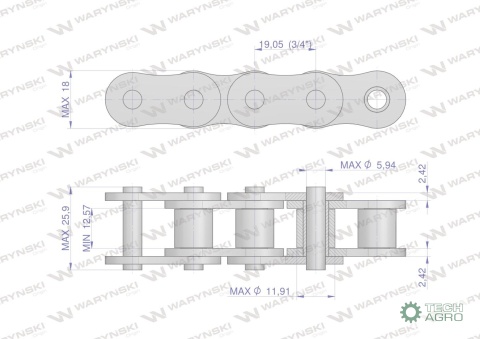 Łańcuch rolkowy L12A1-38PZ zastosowanieClaas 686200. 686200.0. 0006862000 Waryński