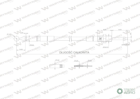 Linka do sterowania rozdzielaczem na kulkę (z tworzywa sztucznego. plastikowa PA6) L-1200mm Waryński