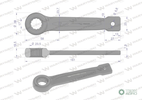 Klucz oczkowy do pobijania 17 mm Waryński