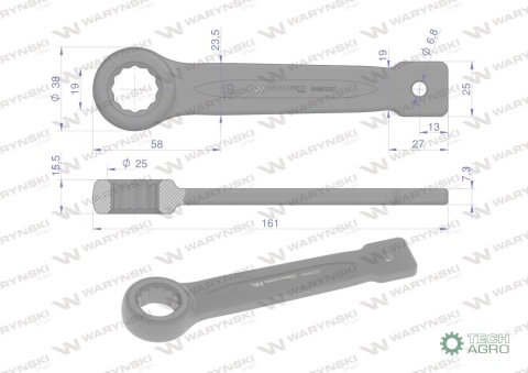 Klucz oczkowy do pobijania 19 mm Waryński