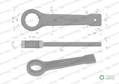 Klucz oczkowy do pobijania 30 mm Waryński