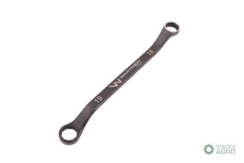 Klucz oczkowy odsadzony 18 x 19 mm. CrVstandard ASME B107.9 Waryński