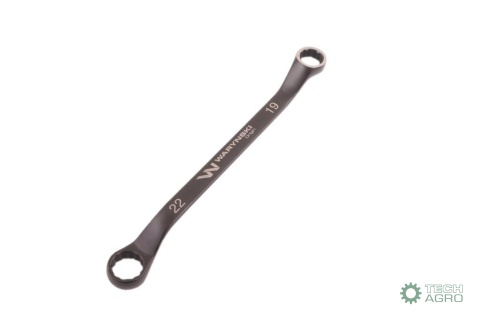 Klucz oczkowy odsadzony 19 x 22 mm. CrVstandard ASME B107.9 Waryński