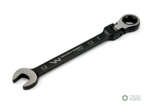 Klucz płasko-oczkowy 13 mm z grzechotką72 zęby i przegubem Waryński