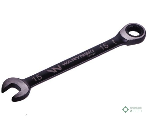 Klucz płasko-oczkowy 15 mm z grzechotką72 zęby standard ASME B107-2010 Waryński