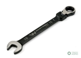 Klucz płasko-oczkowy 16 mm z grzechotką72 zęby i przegubem Waryński