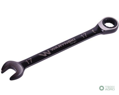 Klucz płasko-oczkowy 17 mm z grzechotką72 zęby standard ASME B107-2010 Waryński