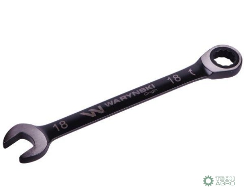 Klucz płasko-oczkowy 18 mm z grzechotką72 zęby standard ASME B107-2010 Waryński