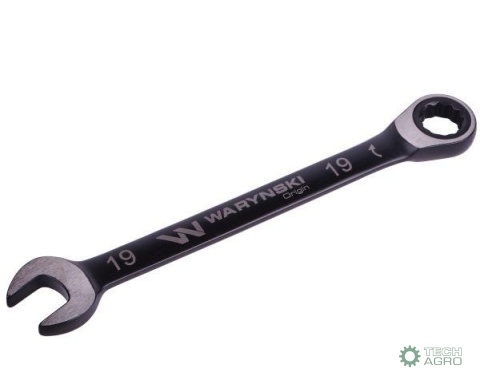 Klucz płasko-oczkowy 19 mm z grzechotką72 zęby standard ASME B107-2010 Waryński
