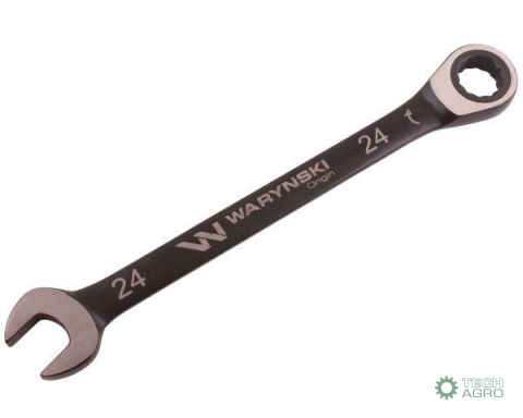 Klucz płasko-oczkowy 24 mm z grzechotką72 zęby standard ASME B107-2010 Waryński