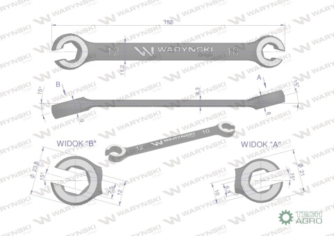 Klucz płasko oczkowy otwarty 10 x 12. Waryński