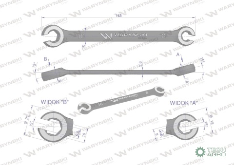 Klucz płasko oczkowy otwarty 8 x 10. Waryński