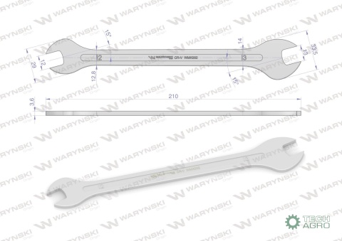 Klucz ultra płaski 12 x 13 mm, CrV Waryński