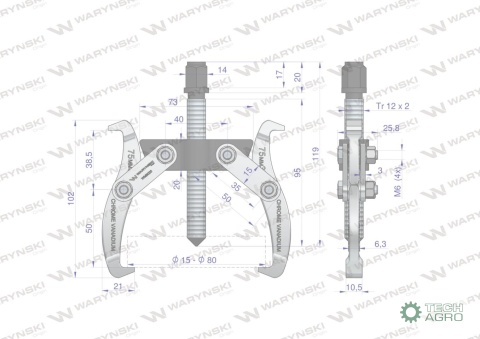 Ściągacz do łożysk dwuramienny typ S 15-80 Waryński