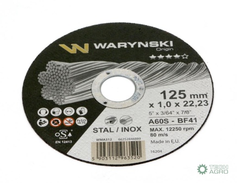 Tarcza do cięcia metalu 125 x1.0 x22.23mm Waryński (sprzedawane po 5 szt w op 5 szt)