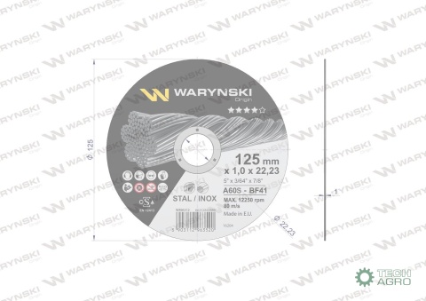 Tarcza do cięcia metalu 125 x1.0 x22.23mm wielopak Waryński (sprzedawana po 50 szt)