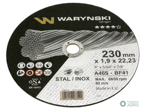 Tarcza do cięcia metalu 230 x1.9 x22.23mm Waryński (sprzedawane po 5 szt w op 5 szt)