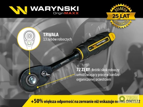 Grzechotka 1/4". 72 T. o zwiększonej odporności. Waryński