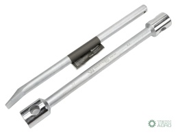 Klucz do kół , 395 mm długości rozmiar 24x27 mm z łyżką, do prac montażowych i demontażowych w mechanice , Waryński