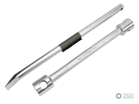 Klucz do kół , 395 mm długości rozmiar 27x32 mm z łyżką, do prac montażowych i demontażowych w mechanice , Waryński