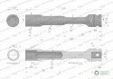 Nasadka udarowa 1/2", sześciokątna slimbardzo długa przelotowa ze stali CrMo 16mm długość 150 mm, stosowane w mechanice do klucz
