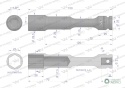 Nasadka udarowa 1/2", sześciokątna slimbardzo długa przelotowa ze stali CrMo 21mm długość 150 mm, stosowane w mechanice do klucz