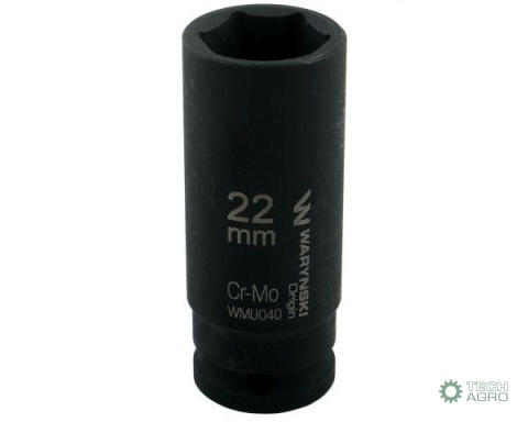 Nasadka udarowa sześciokątna długa 1/2". 22 mm. CrMo. DIN 3129. Waryński