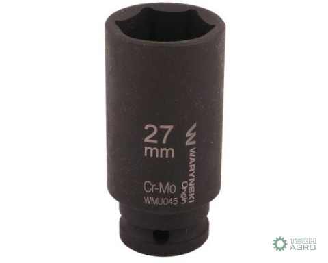 Nasadka udarowa sześciokątna długa 1/2"27 mm. CrMo. DIN 3129. Waryński