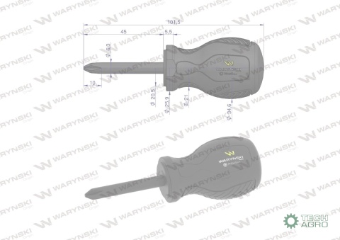 Wkrętak PH2. 45 mm. stal SVCM. Waryński