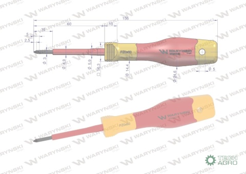 Wkrętak PZ0 60mm. izolowany. VDE. stal S2, Waryński