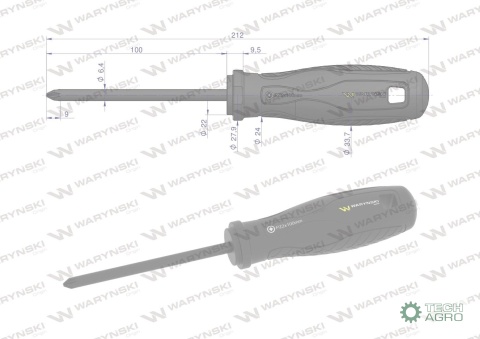 Wkrętak PZ2. 100 mm. stal SVCM. Waryński