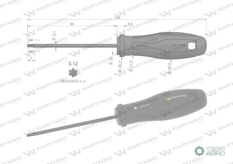 Wkrętak T10. 80 mm. stal SVCM. Waryński