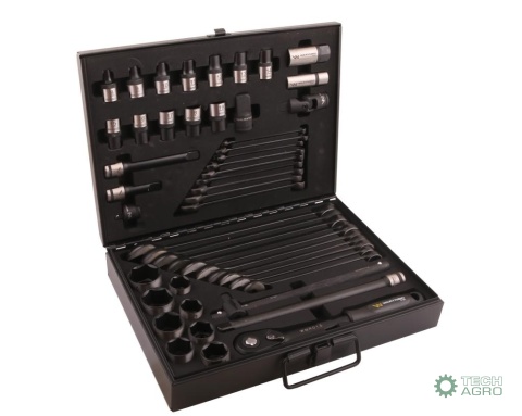 Zestaw nasadek 1./2 z grzechotką i kluczami w kasecie metalowej 49 el. Waryński